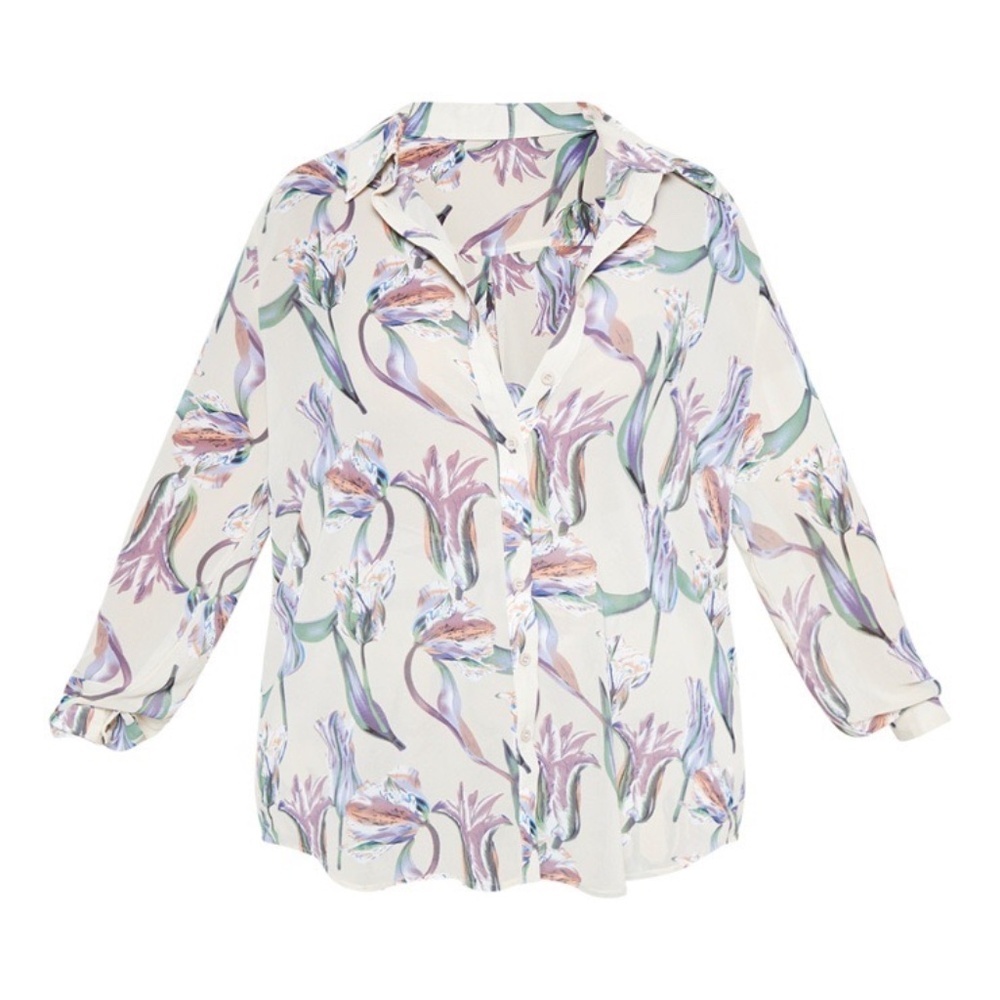 1105 NWT PrettyLittleThing Plus Floral Oversized Shirt – 22 – Dusty Pink - Picture 3 of 9